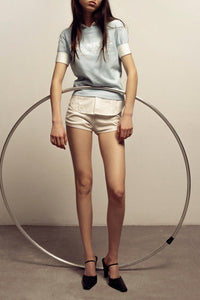 Be Nice Cropped T-Shirt - Baby Blue & White
