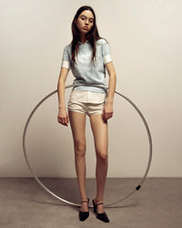 Be Nice Cropped T-Shirt - Baby Blue & White