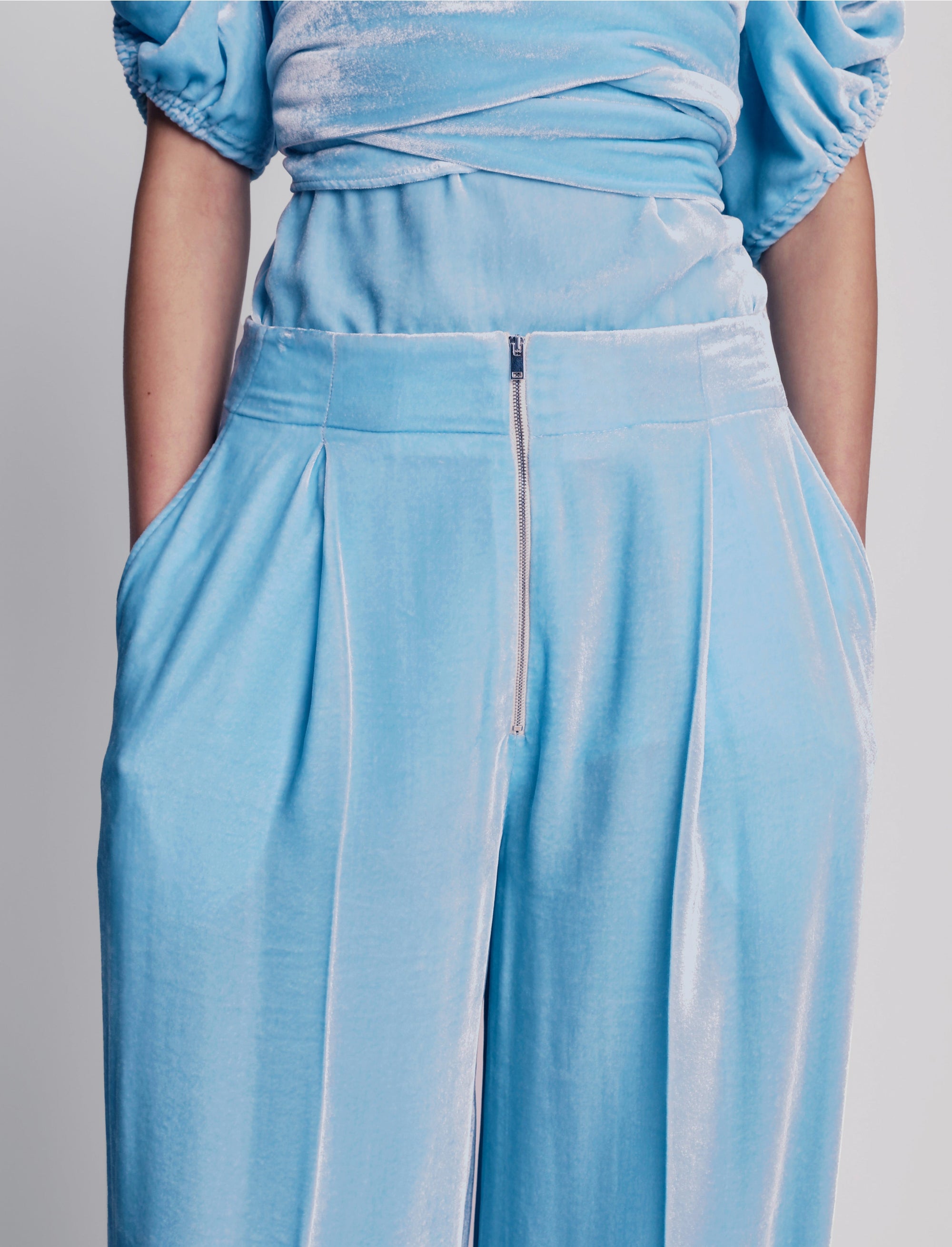Pantalon oversize à zip - Light Blue