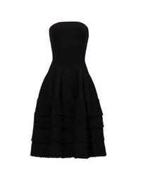 Sculpted knit dress with textured fringes - Black