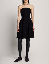 Sculpted knit dress with textured fringes - Black