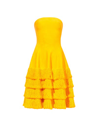 Robe sculptée en tricot à franges texturées - Lemon