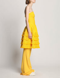 Robe sculptée en tricot à franges texturées - Lemon