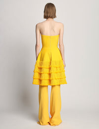 Robe sculptée en tricot à franges texturées - Lemon