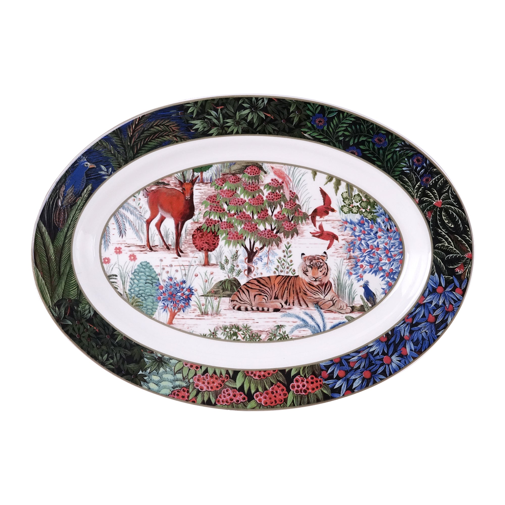 Plat ovale n°6 Le Jardin du Palais - Multicolore