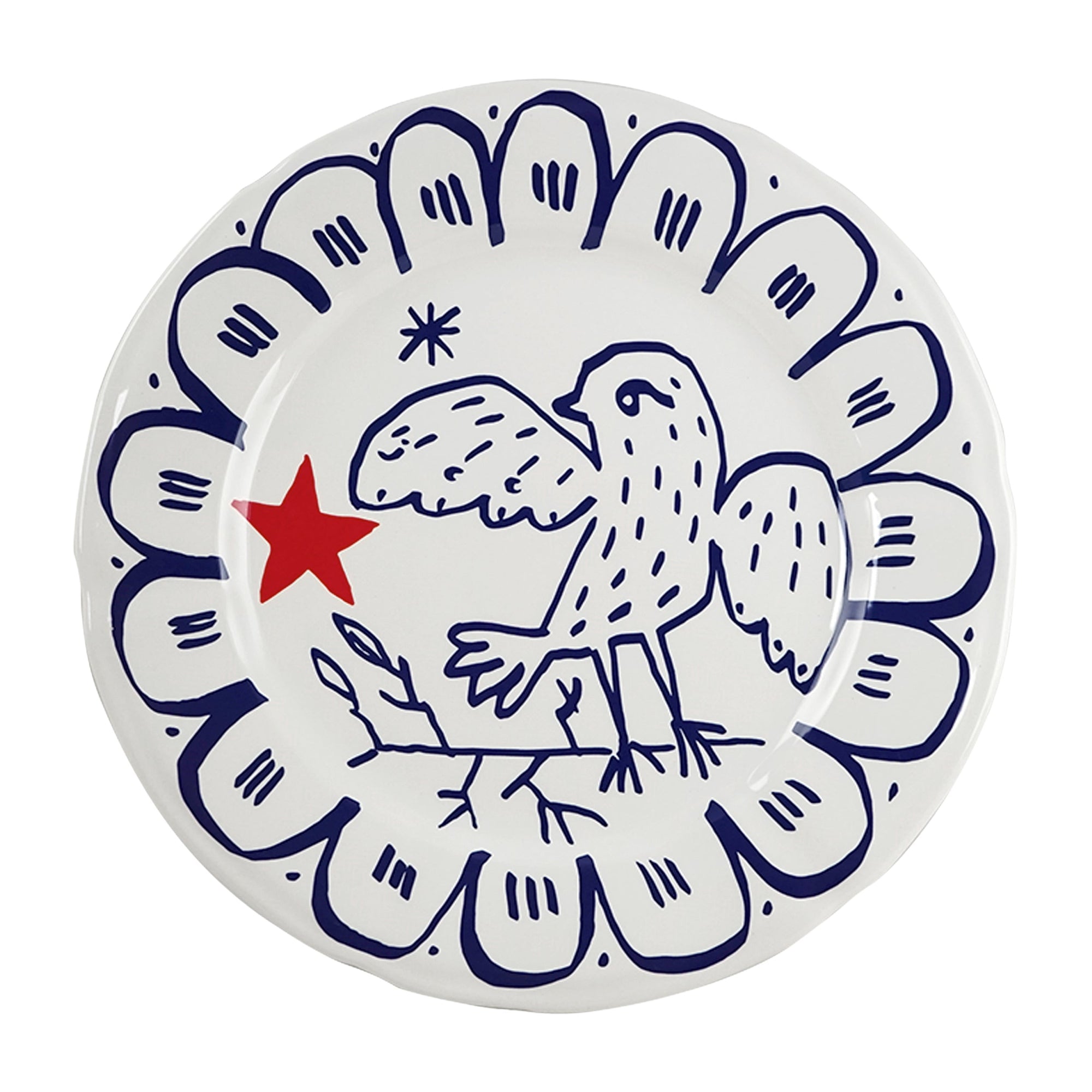 Set de 4 Assiettes plates extra Oiseau Archipel Sentimental - Multicolore