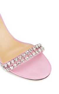 Audrey 95 heeled sandals in silk with rhinestone embellishments - Pink