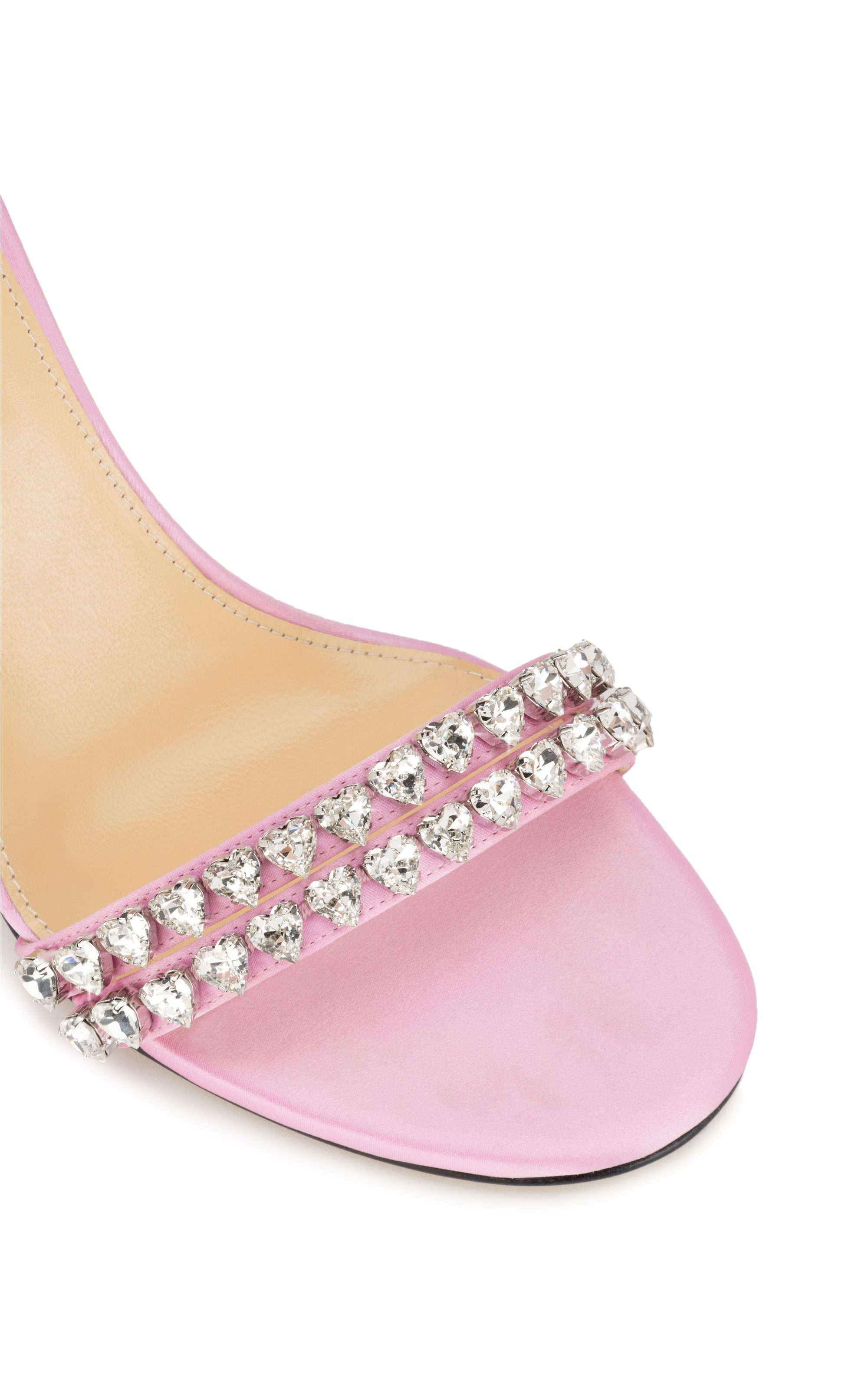 Audrey 95 heeled sandals in silk with rhinestone embellishments - Pink