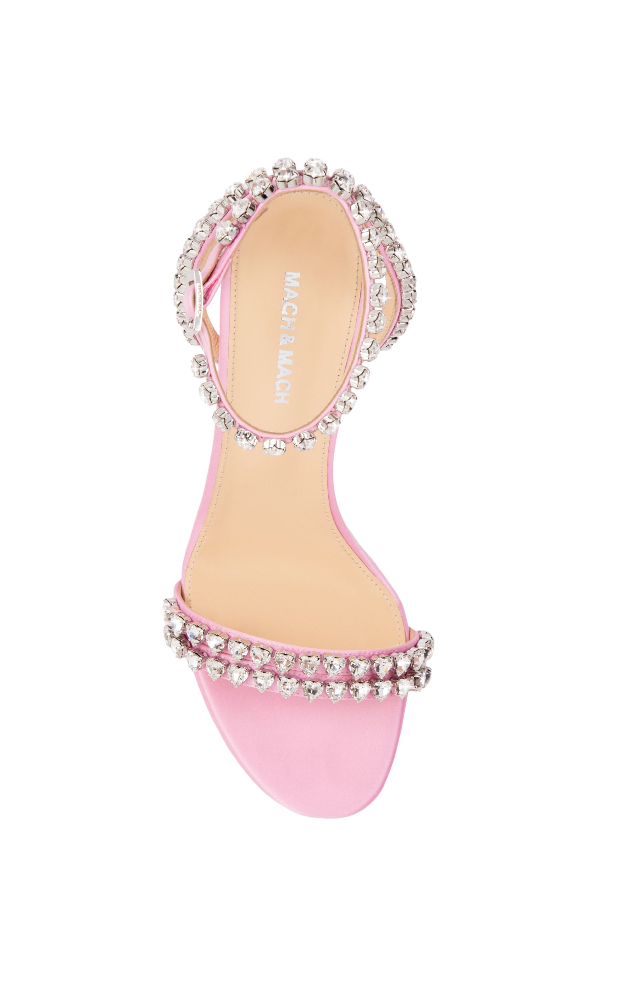 Audrey 95 heeled sandals in silk with rhinestone embellishments - Pink