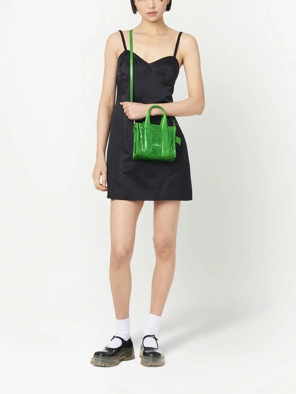 Petit sac à bandoulière The Tote Bag verni en cuir - Fern Green