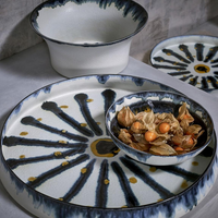 Grand plat rond bohème en porcelaine - White