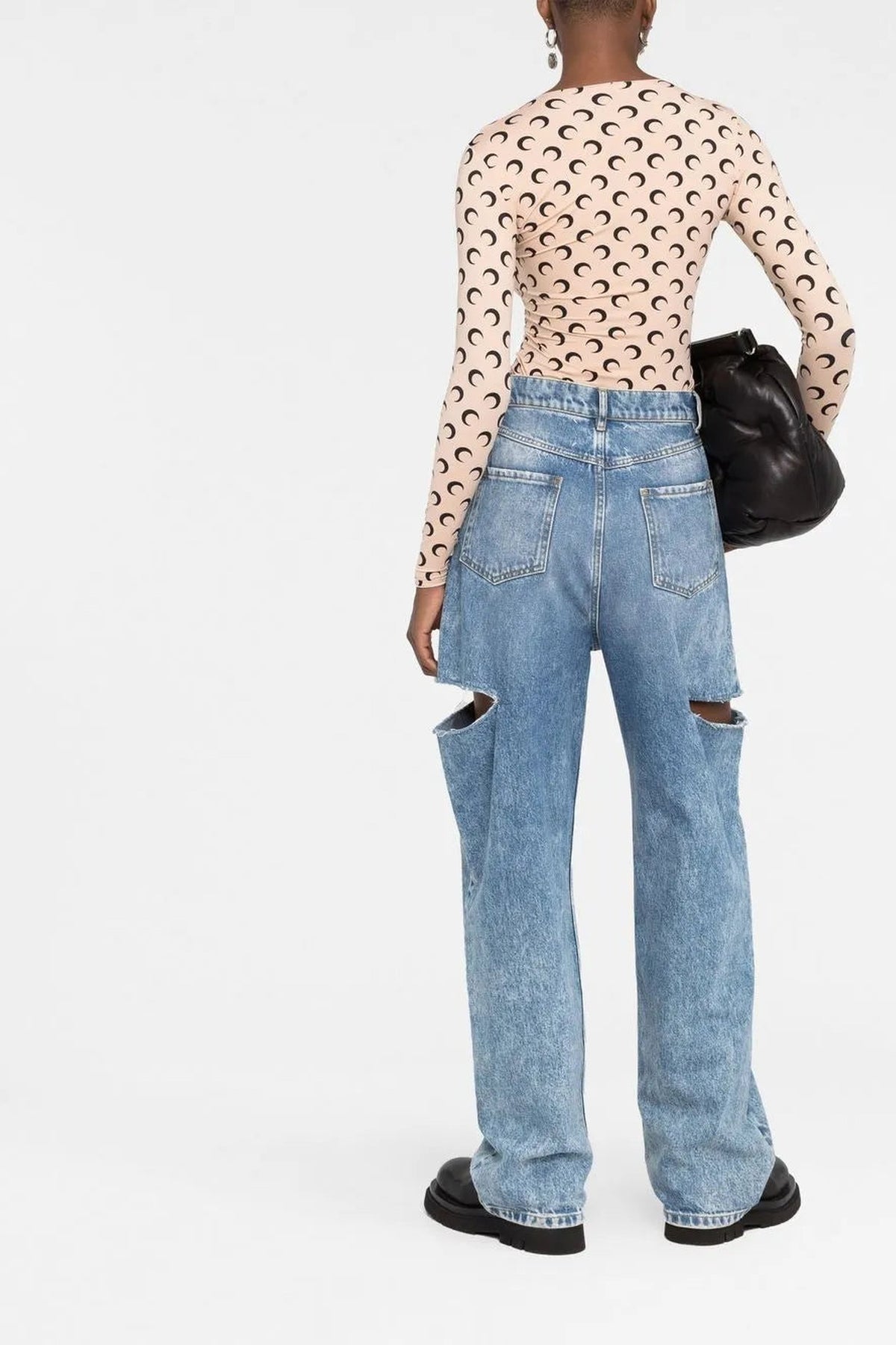 Top seconde peau en jersey All Over Moon Upcyclé - Tan