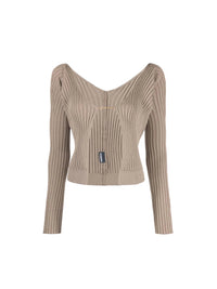 Cardigan en maille Pralu à manches longues - Dark Beige