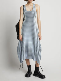 Robe côtelée sans manches à rayures - Sky Blue & Black