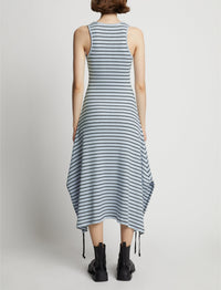 Robe côtelée sans manches à rayures - Sky Blue & Black