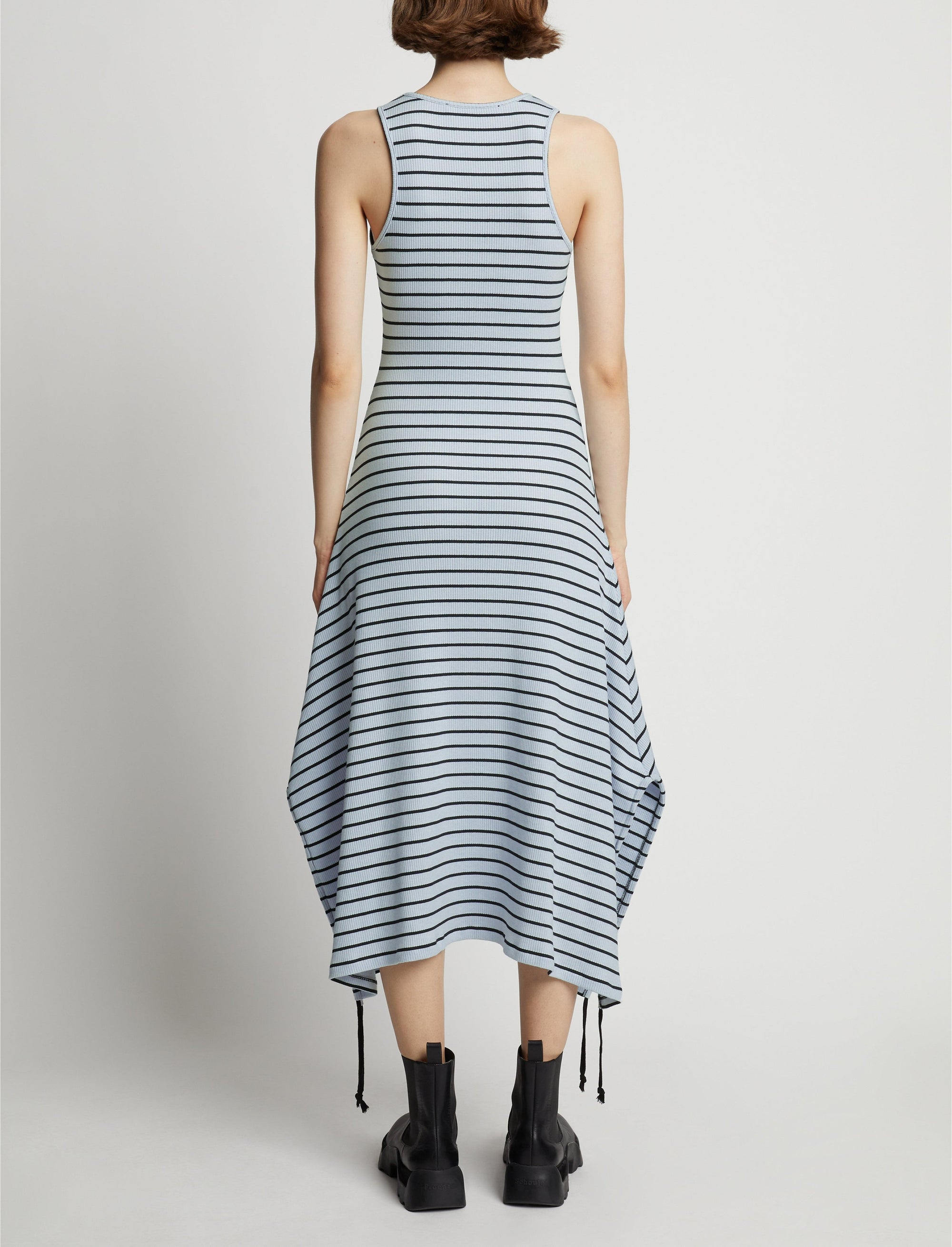 Robe côtelée sans manches à rayures - Sky Blue & Black