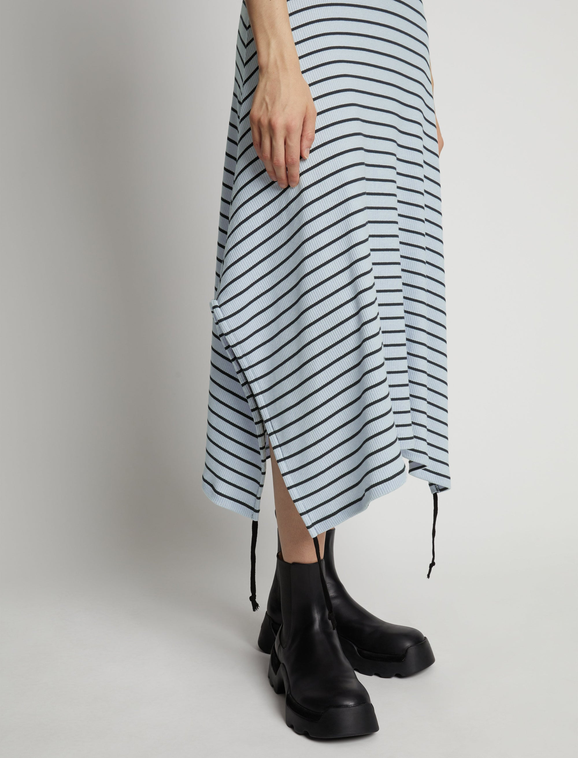 Robe côtelée sans manches à rayures - Sky Blue & Black