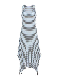 Robe côtelée sans manches à rayures - Sky Blue & Black