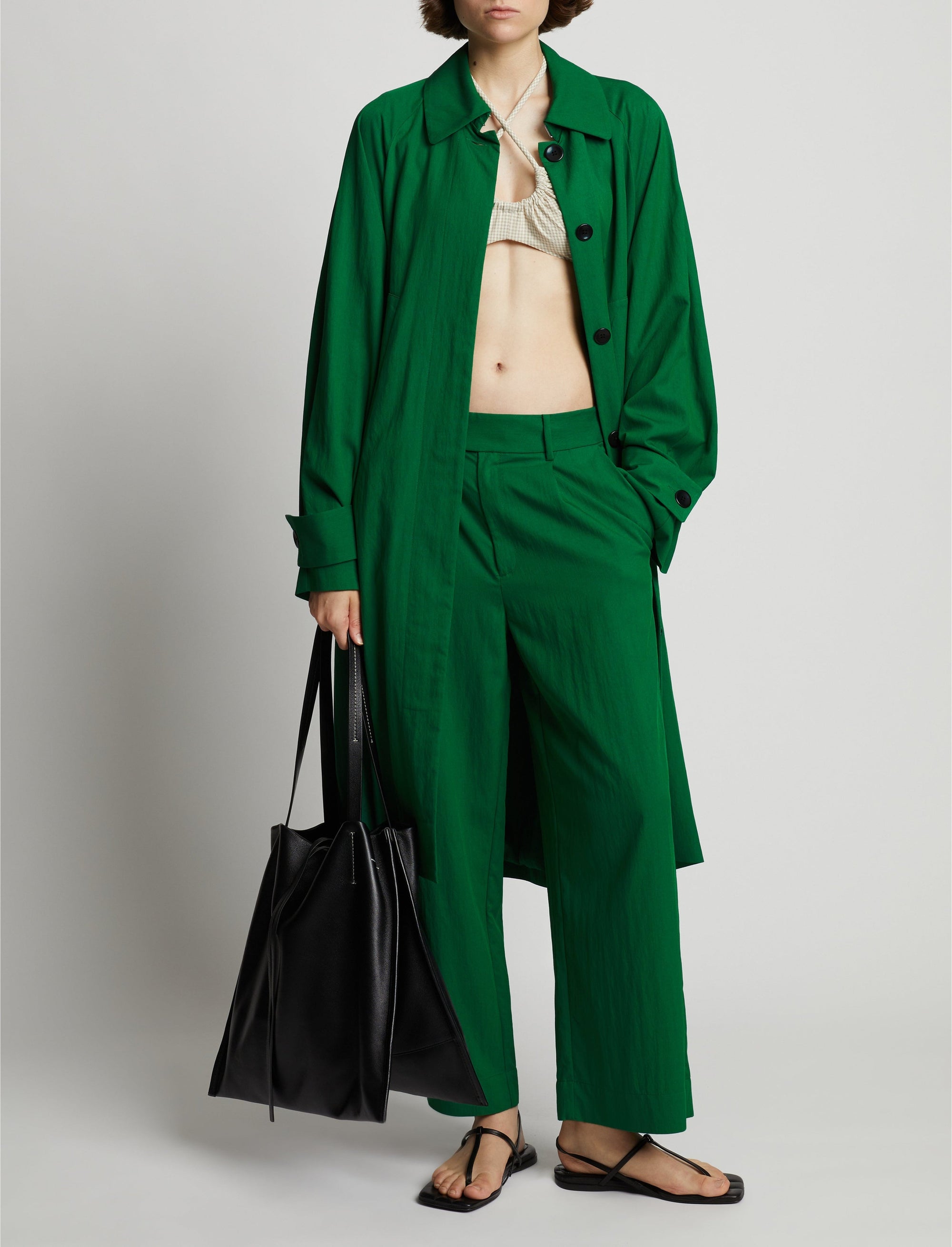 Pantalon large en costume drapé - Green