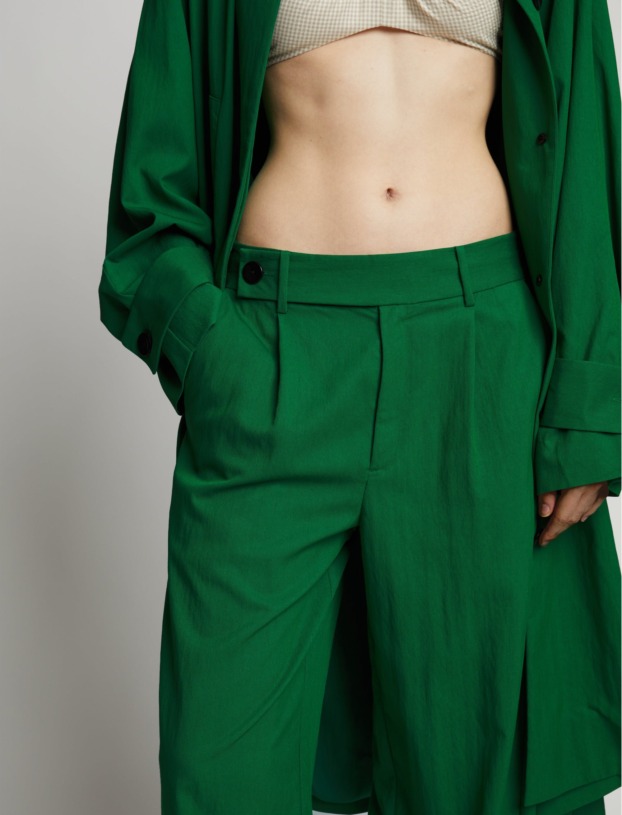 Pantalon large en costume drapé - Green