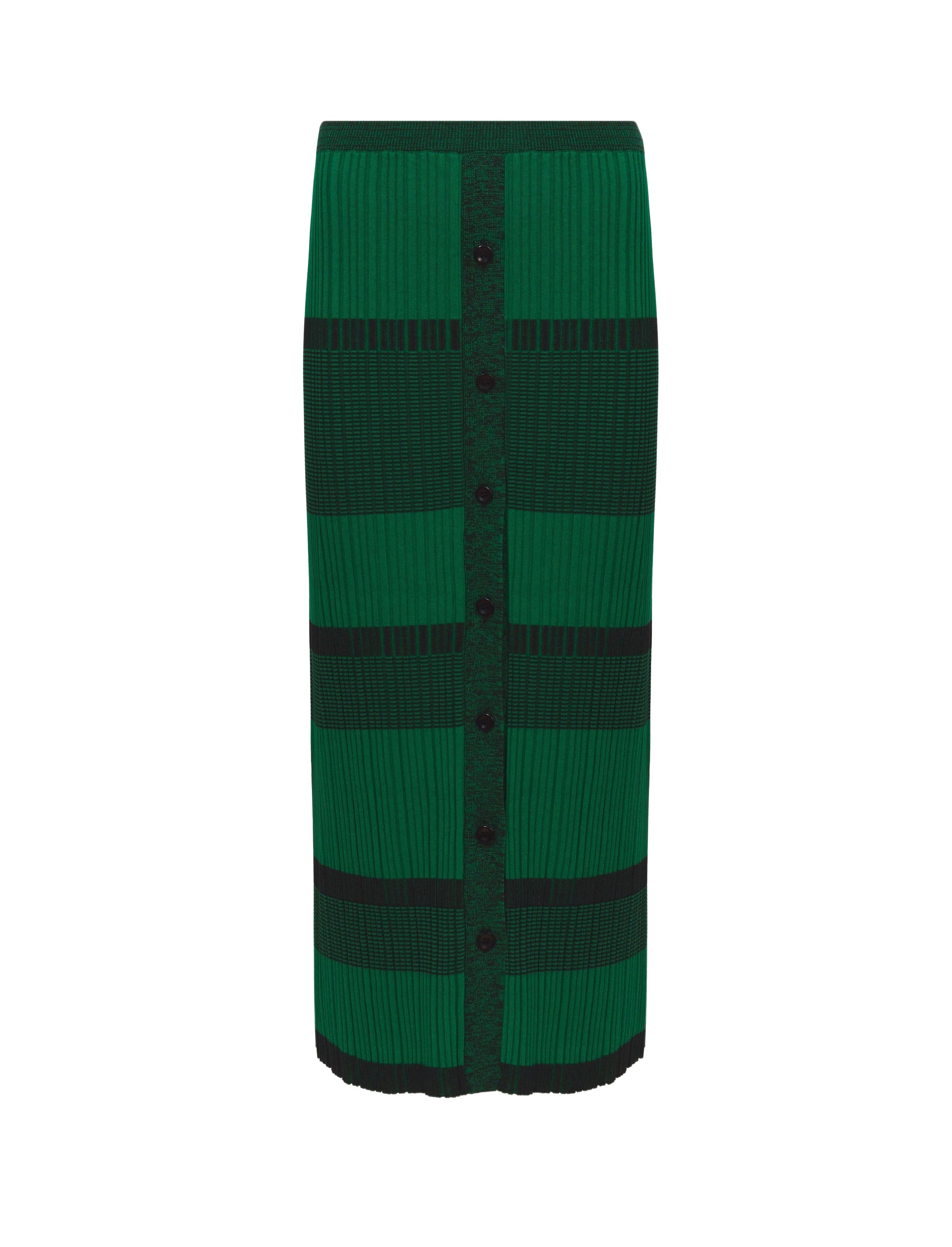 Jupe boutonnée à rayures en soie - Green & Black