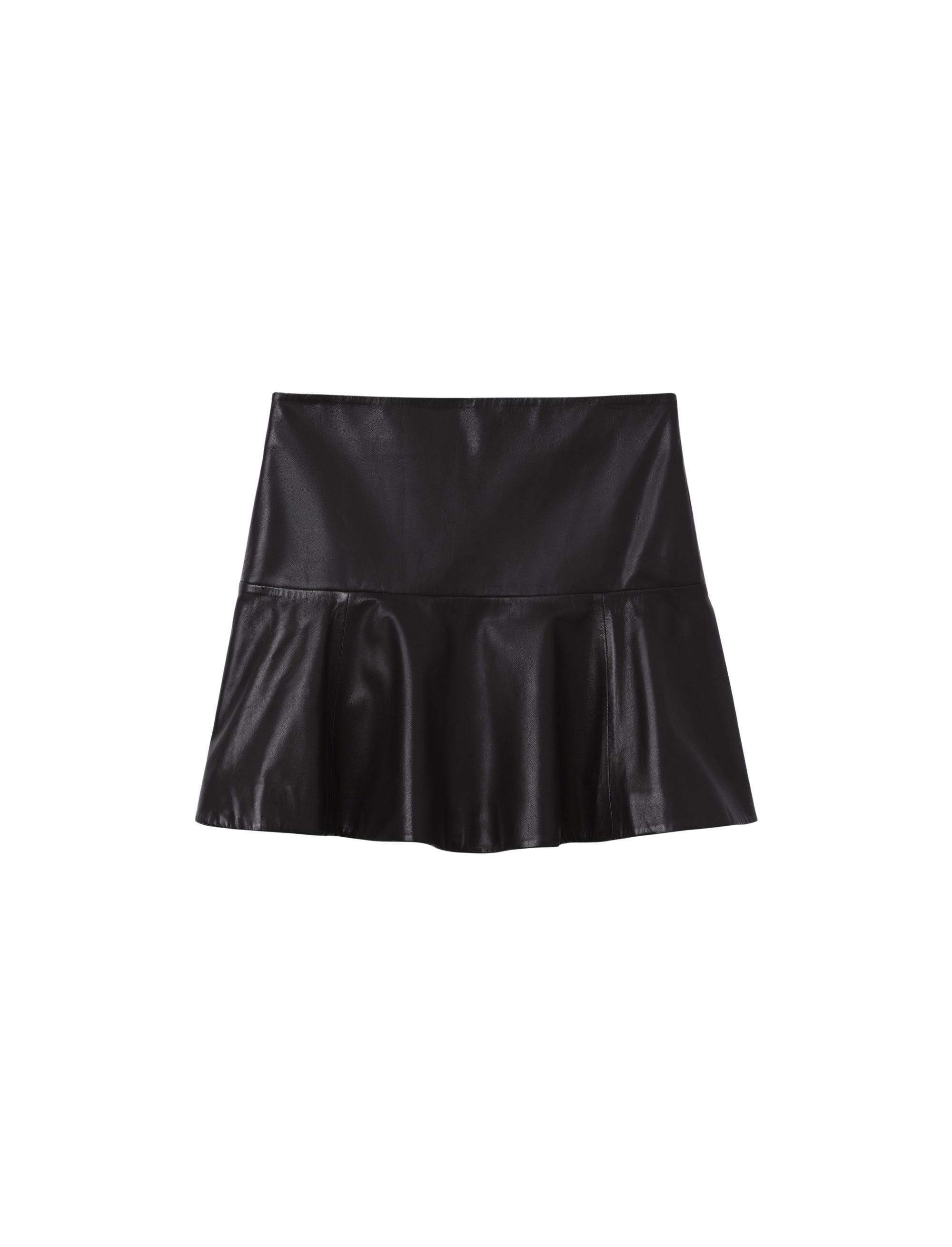Jupe courte à volants en cuir - Black