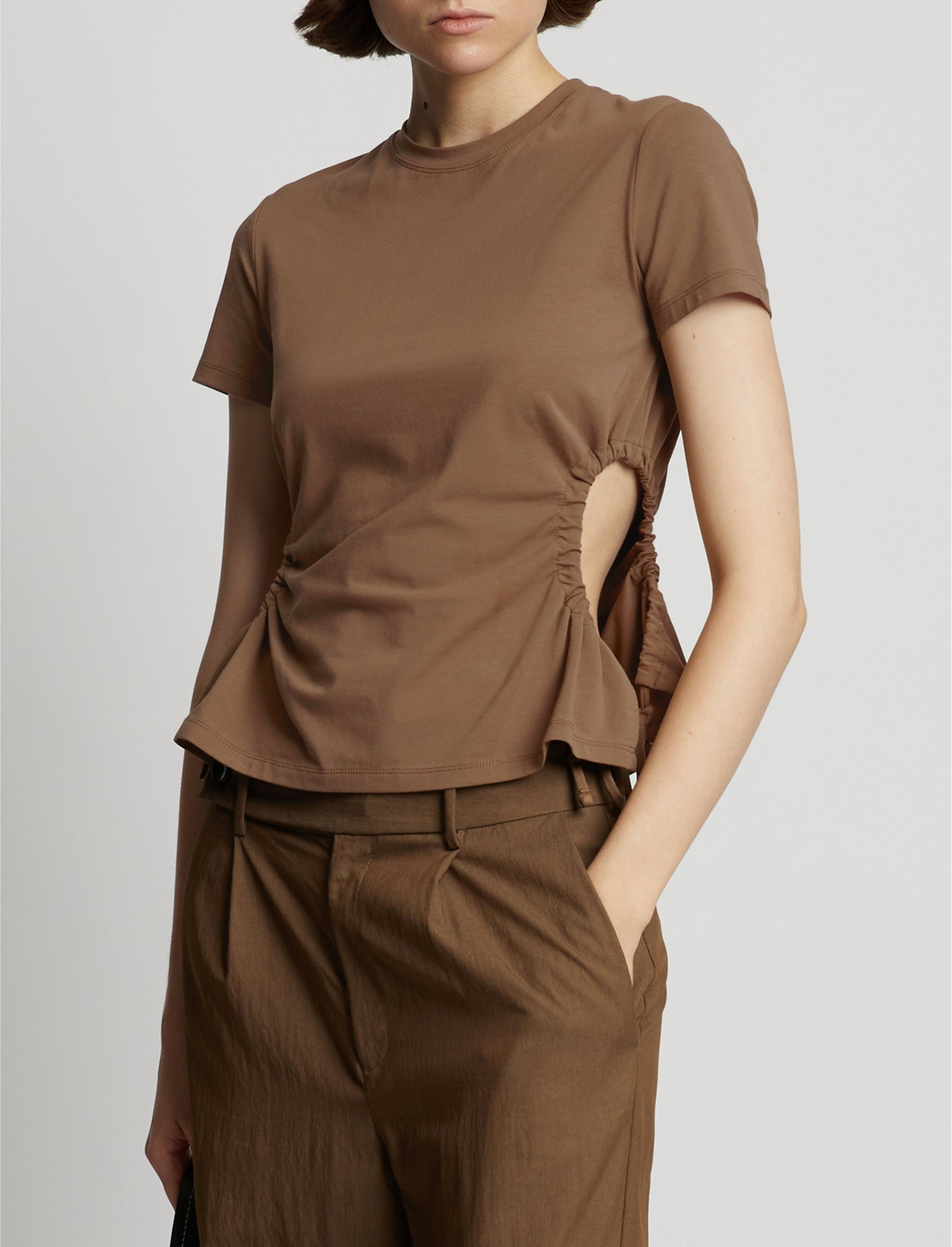 T-shirt fendu sur le côté - Coffee