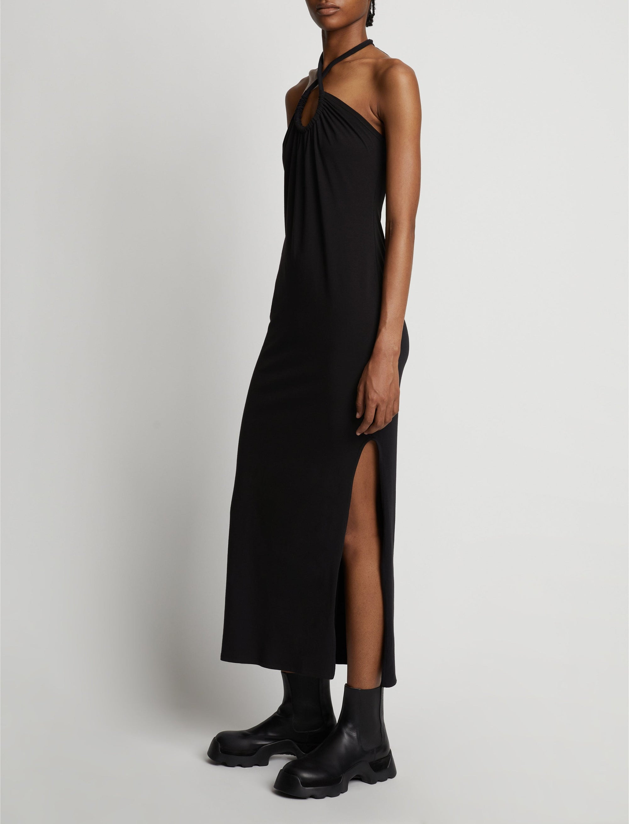 Robe à col croisé et dos nu - Black
