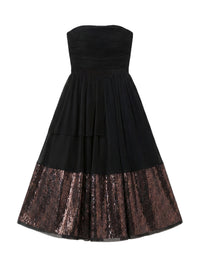 Strapless dress with layered skirt - Black