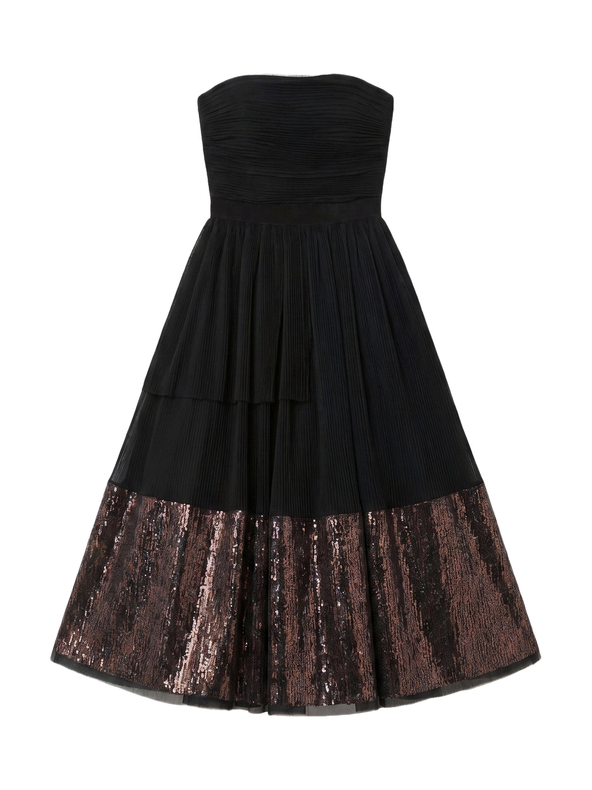 Strapless dress with layered skirt - Black