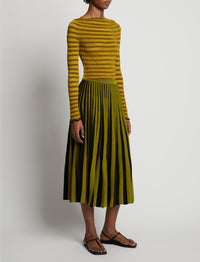 Jupe midi plissée en maille - Sulphur & Black