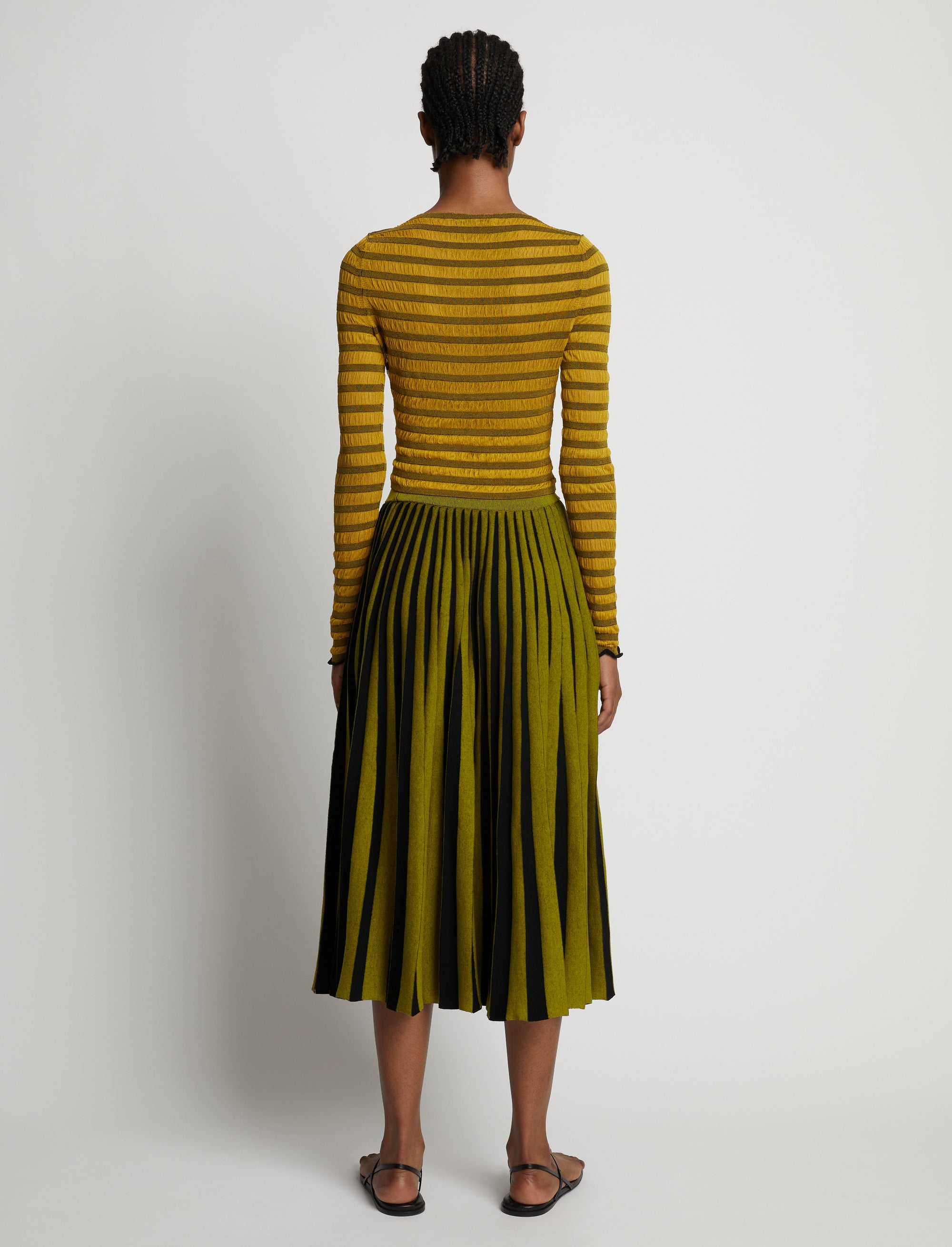 Jupe midi plissée en maille - Sulphur & Black