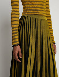 Jupe midi plissée en maille - Sulphur & Black