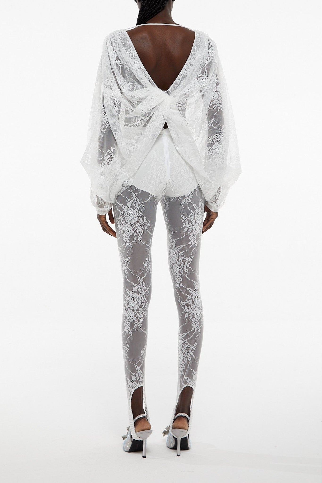 Top croisé en dentelle - White