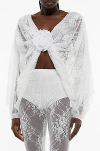 Top croisé en dentelle - White