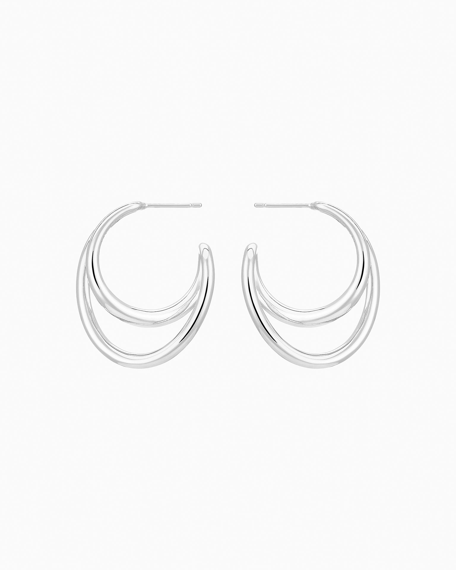 Boucles d'oreilles Initial Hoop en argent - Argent