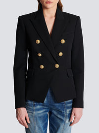 Veste boutonnée en laine - Noir