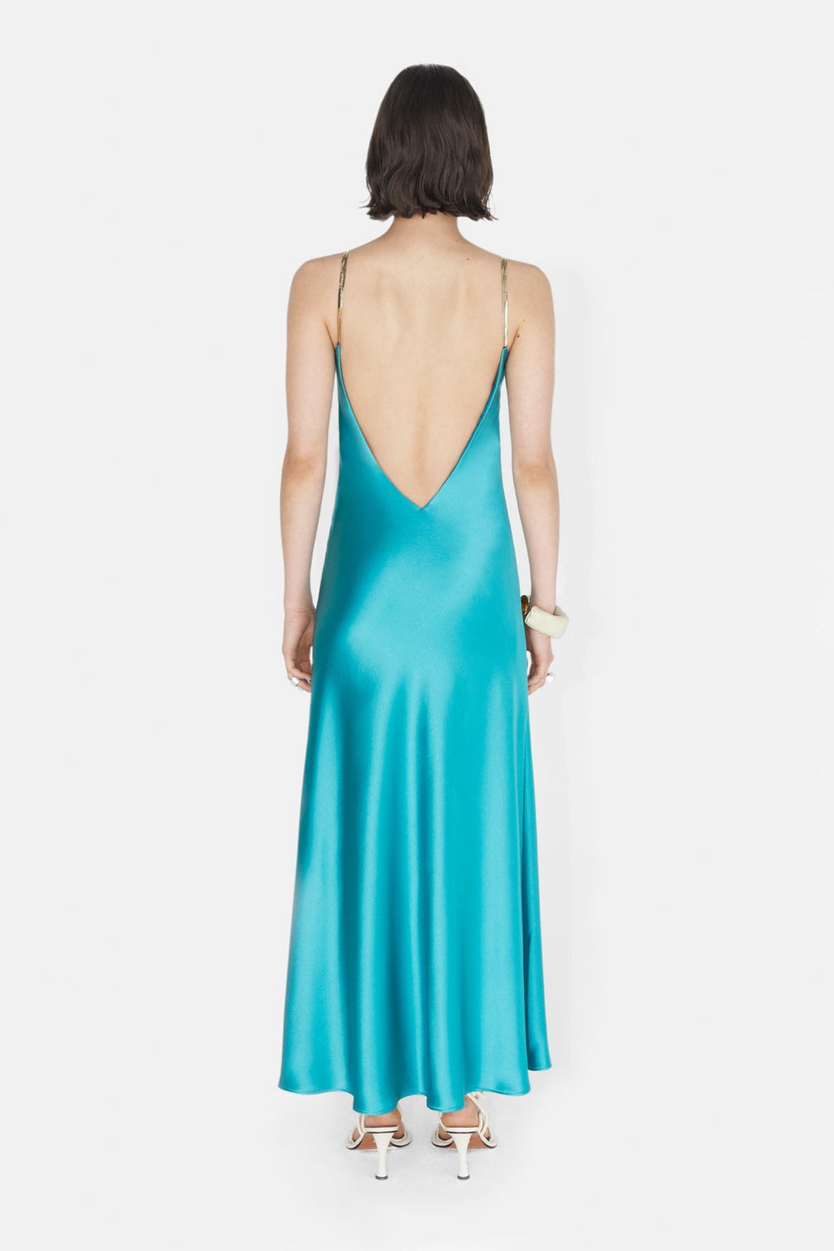 Robe délicate Liquid Chain en satin - Lagoon