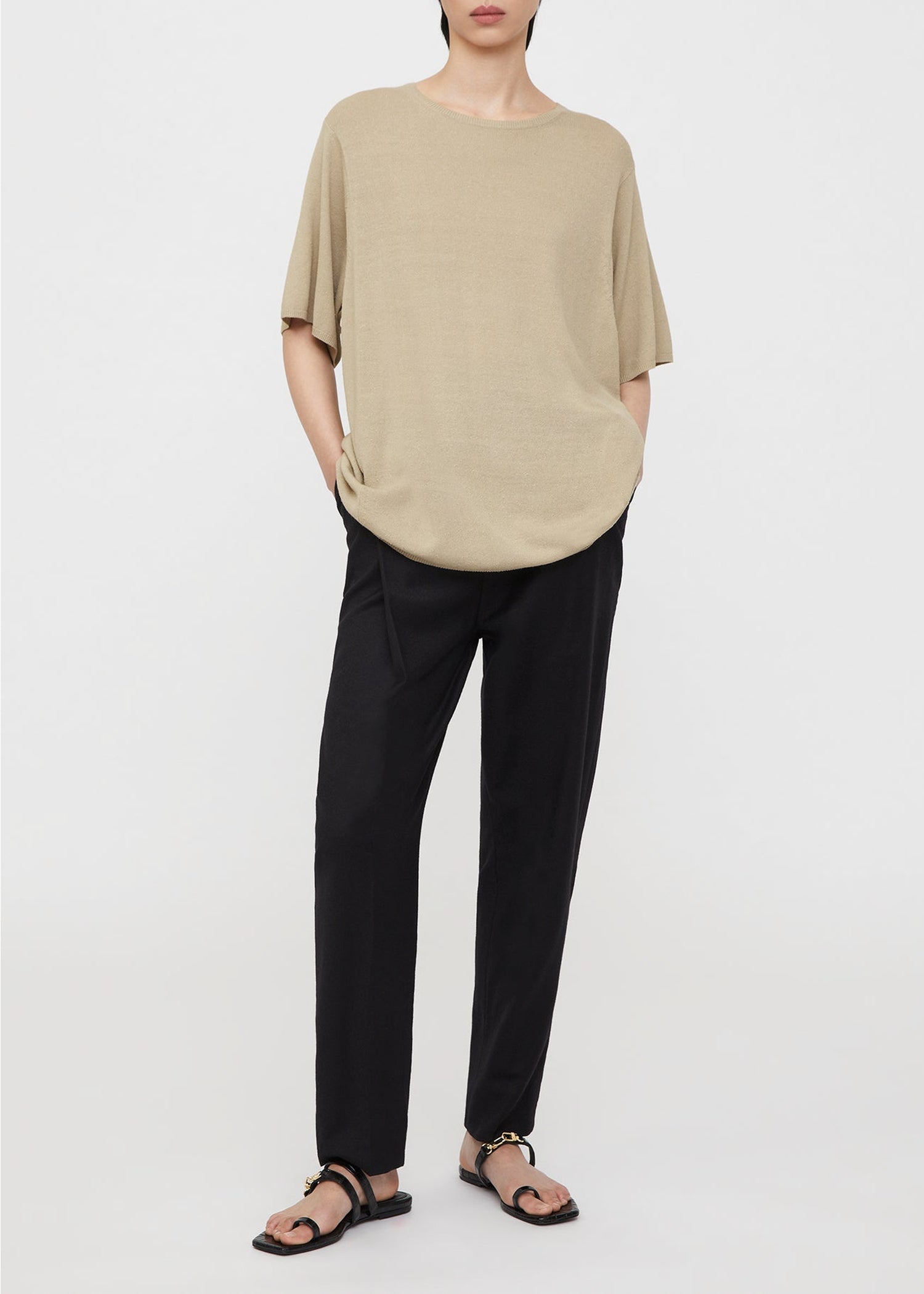 T-shirt oversize en soie - Mink
