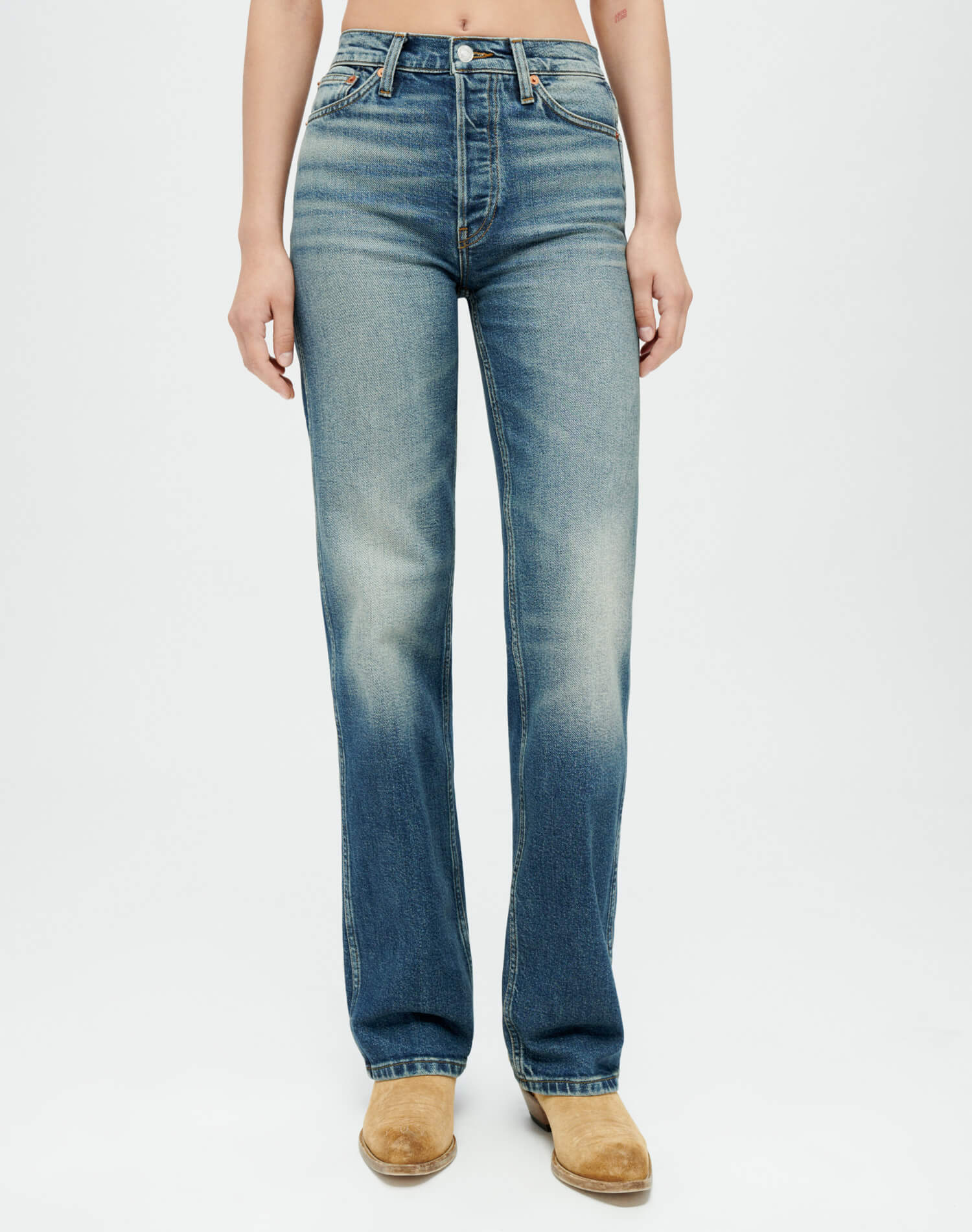 Jean loose taille haute - Distressed