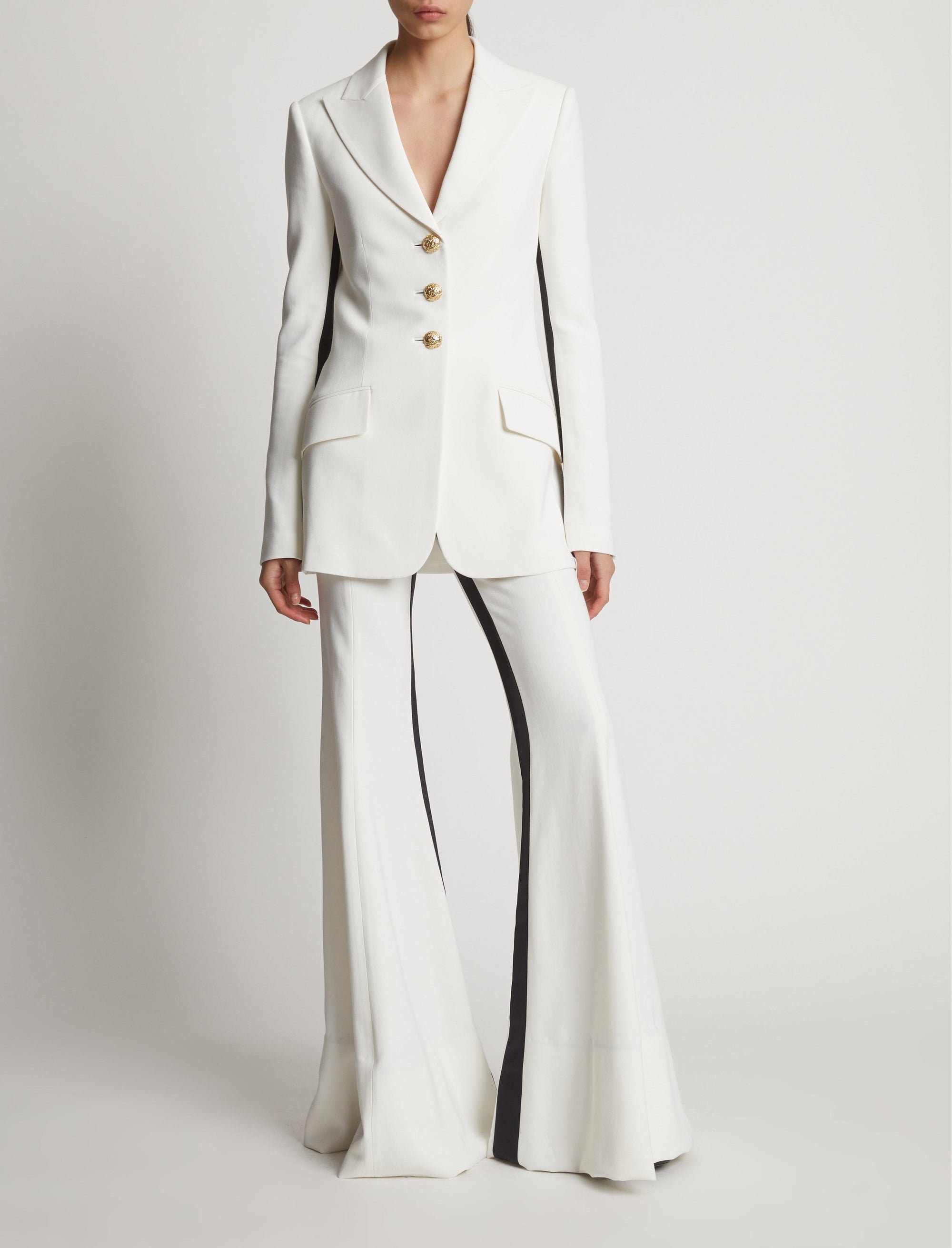 Veste de blazer à boutons bijoux - Off White Multicolor