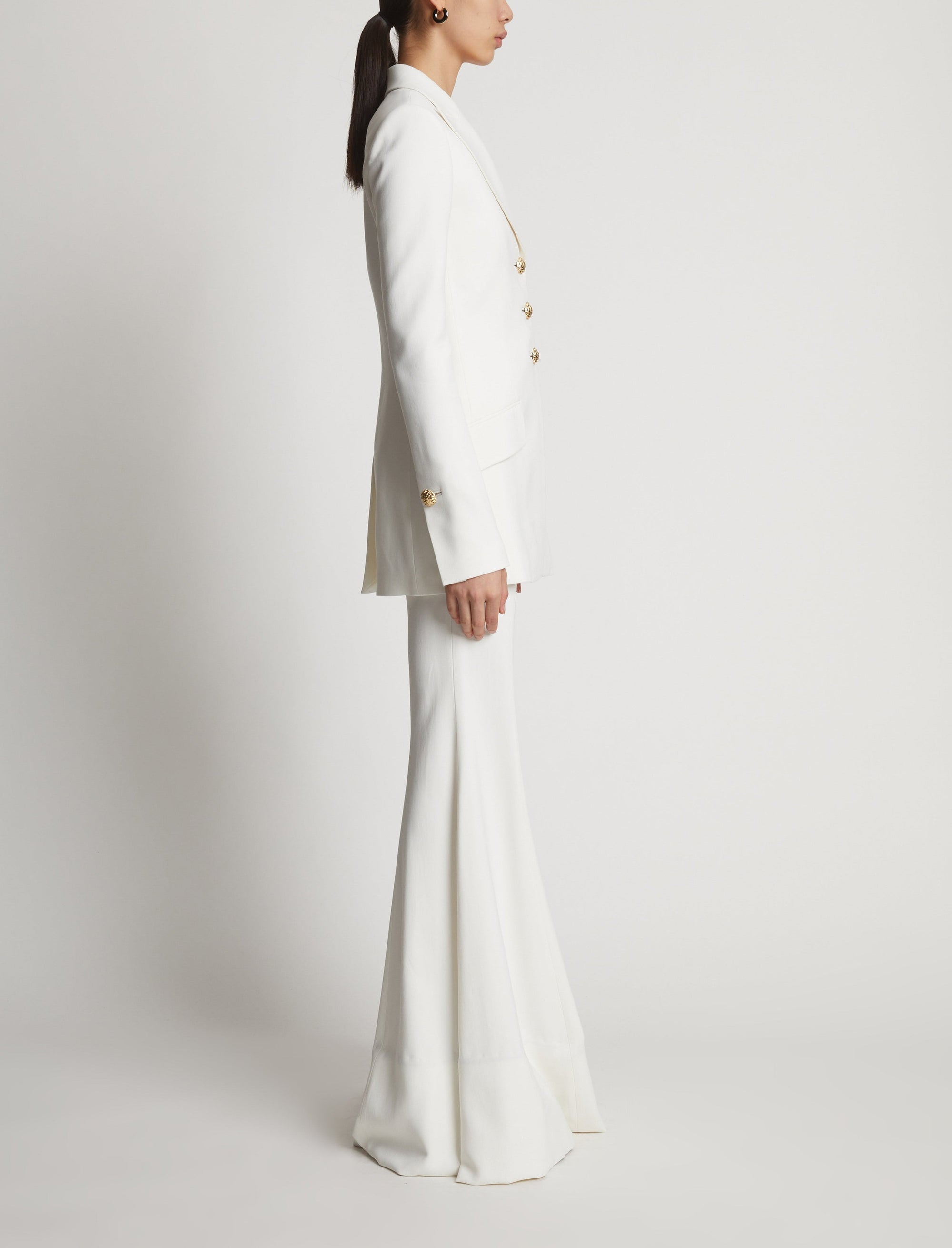 Veste de blazer à boutons bijoux - Off White Multicolor