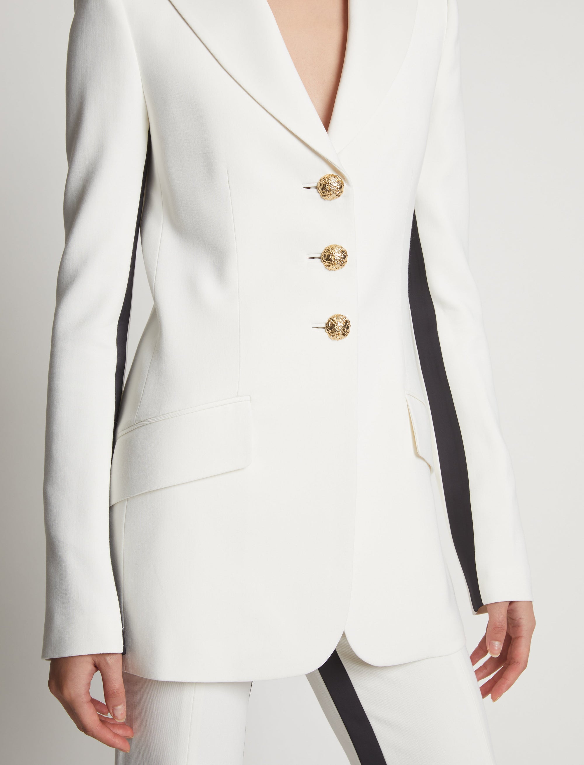 Veste de blazer à boutons bijoux - Off White Multicolor