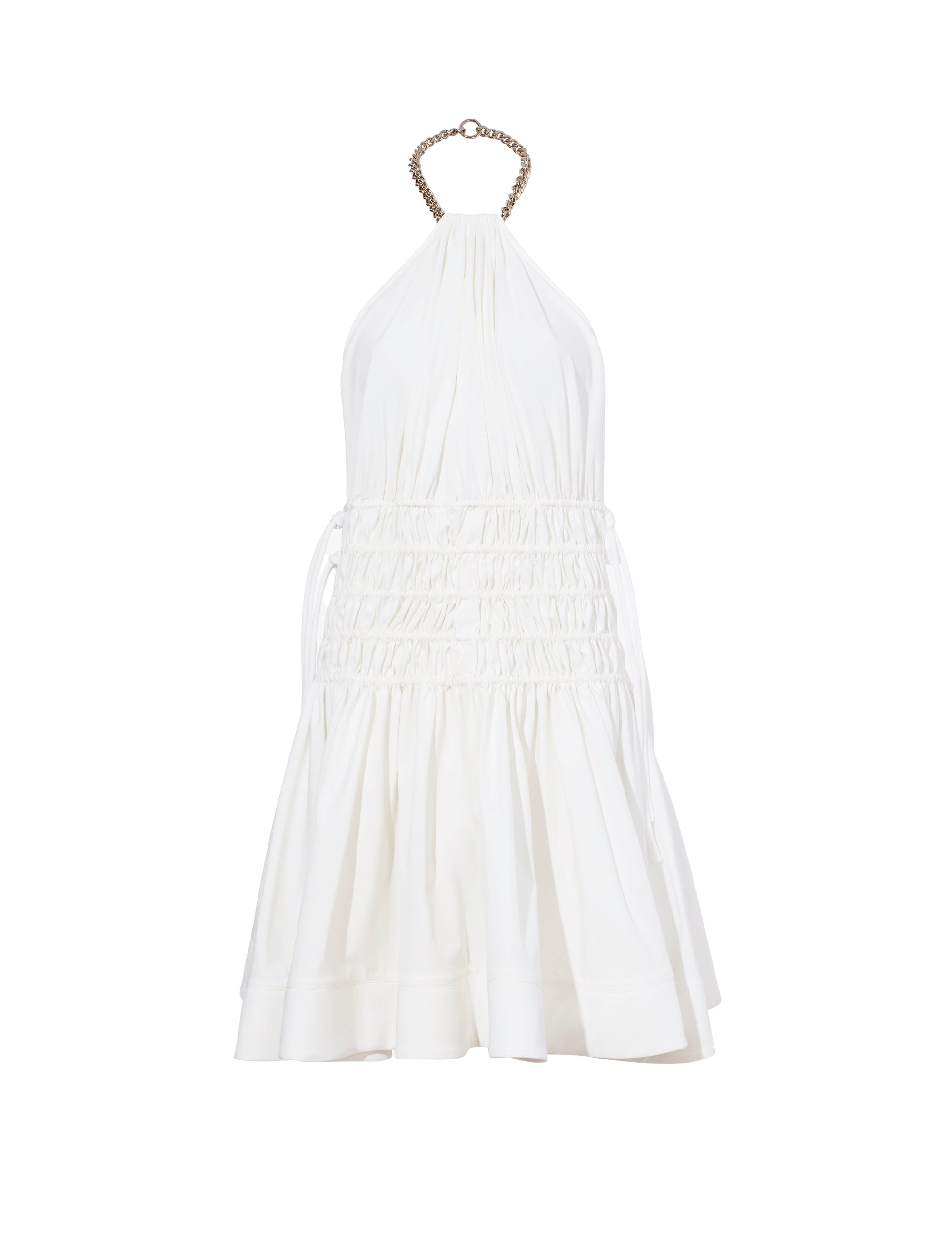 Stretch dress with jewel neck - White