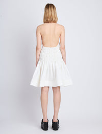 Stretch dress with jewel neck - White
