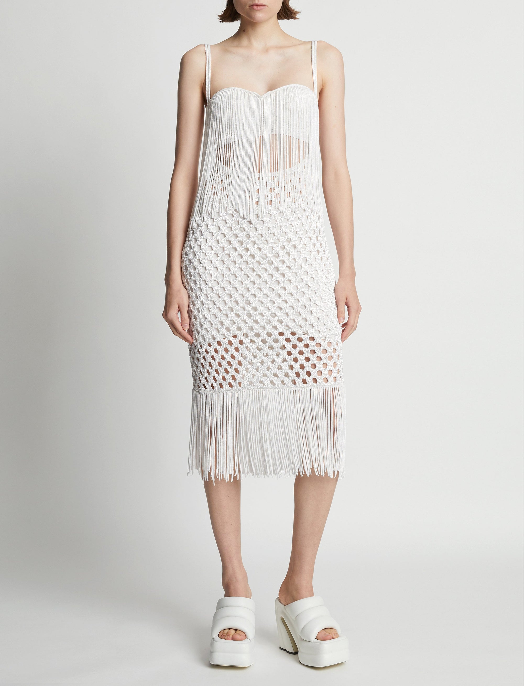 Robe en tricot laqué - White