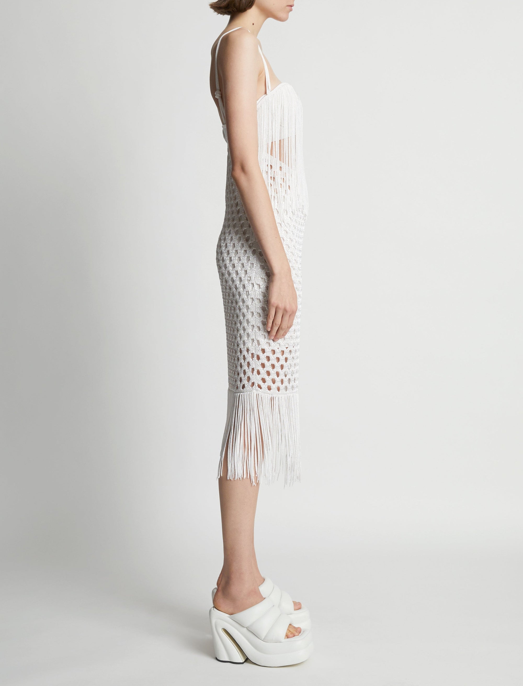Robe en tricot laqué - White