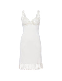 Robe en tricot brodé - Optic White