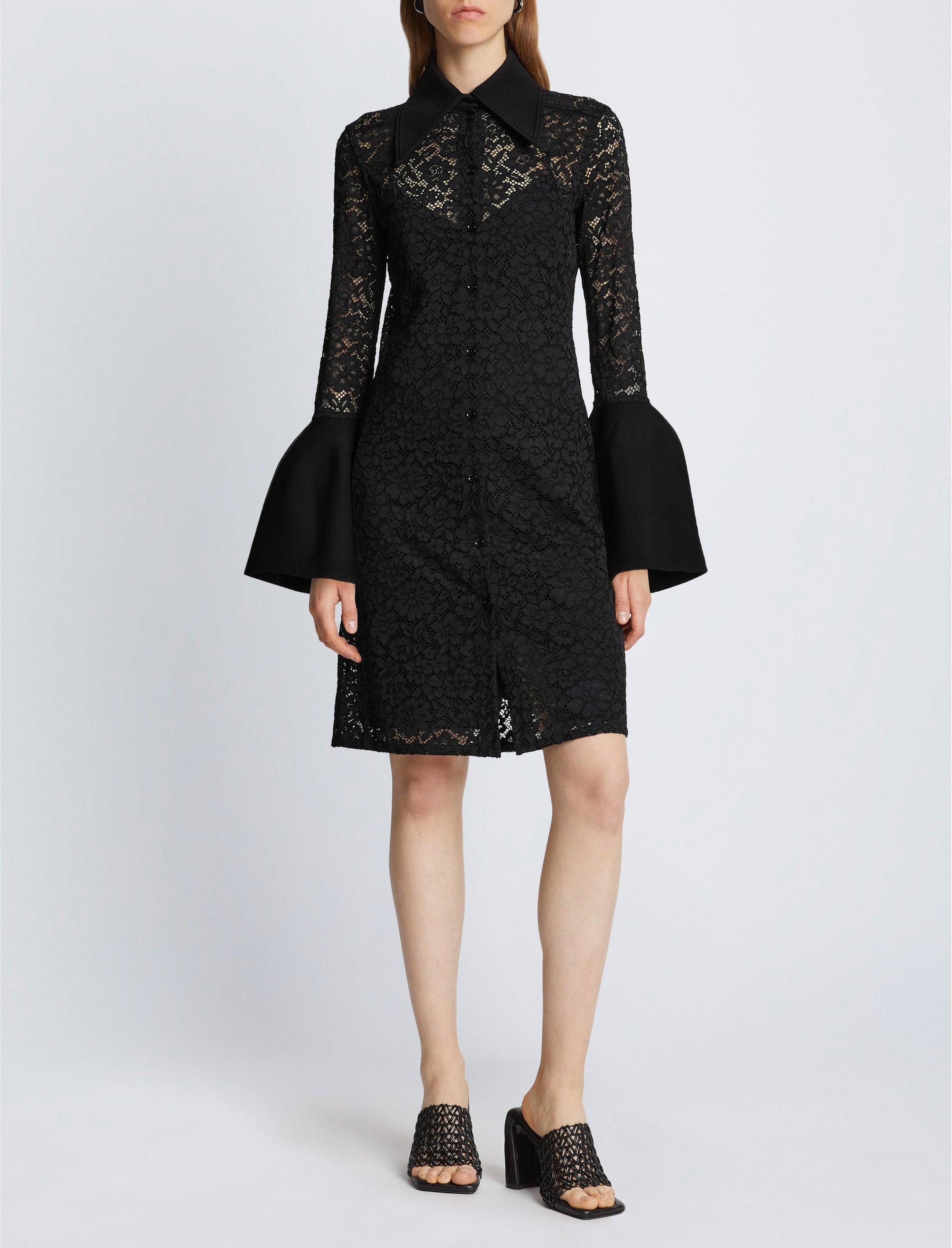 Robe chemise en dentelle - Black