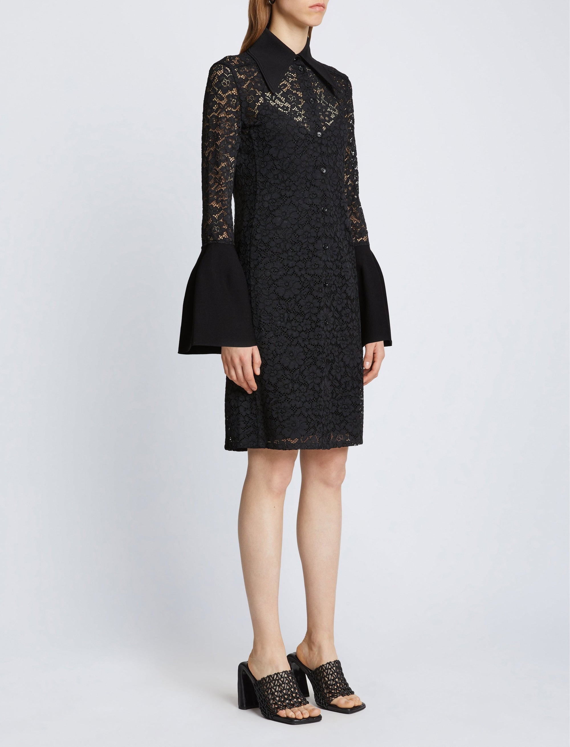 Robe chemise en dentelle - Black